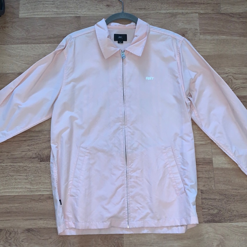 OBEY Women’s light pink windbreaker. Medium.